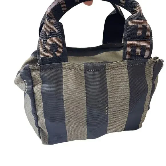 Fendi Roma Pequin Striped Brown Canvas Mini Bag - Picture 6 of 10